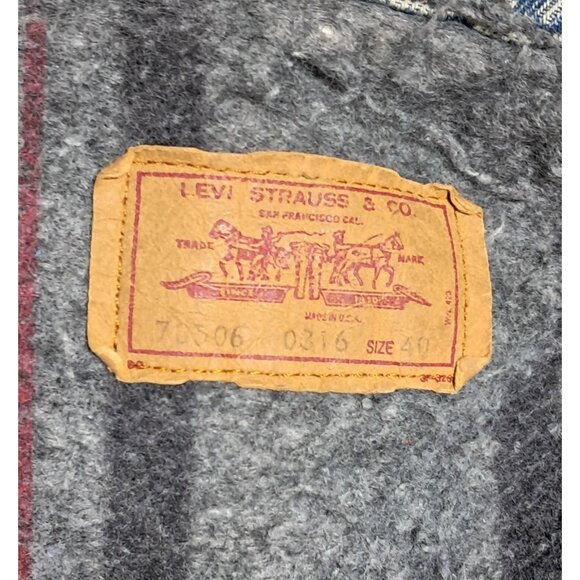 Levis Trucker Jacket Mens 40 Vintage Distressed Blanket Lined Blue Jean Denim Bu - Picture 3 of 16